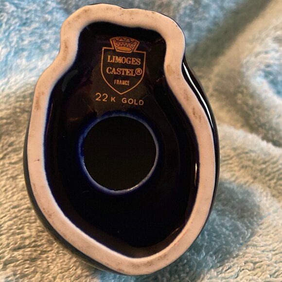 VTG Limoges Castel France Cobalt Blue Porcelain Cat/Kitten Figurine 22K Gold-NOS - Picture 6 of 10